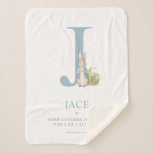Peter Rabbit   Personalized Letter J Sherpa Blanket