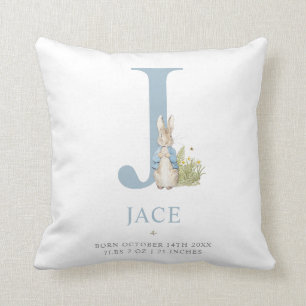 Peter Rabbit   Personalized Letter J Throw Pillow