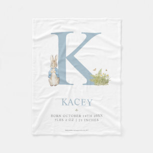 Peter Rabbit Personalized Letter K Fleece Blanket