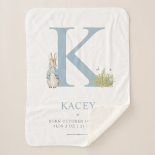 Peter Rabbit   Personalized Letter K Sherpa Blanket