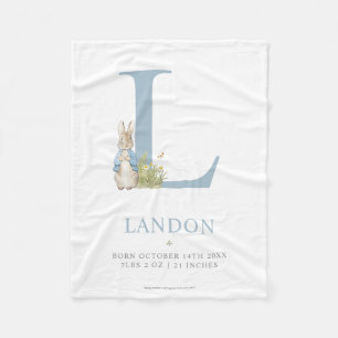 Peter Rabbit   Personalized Letter L Fleece Blanket