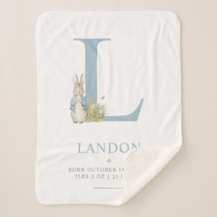 Peter Rabbit Personalized Letter L Sherpa Blanket