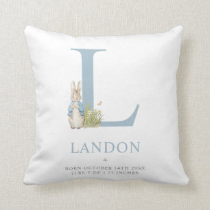 Peter Rabbit Personalized Letter L Throw Pillow