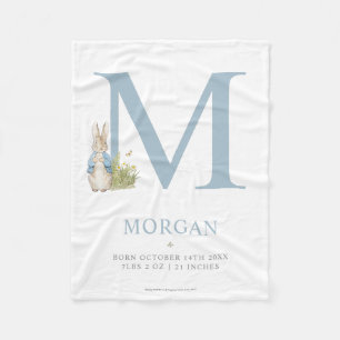 Peter Rabbit Personalized Letter M Fleece Blanket