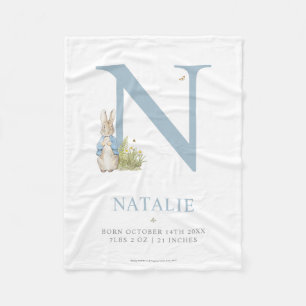 Peter Rabbit Personalized Letter N Fleece Blanket