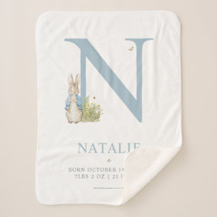Peter Rabbit Personalized Letter N Sherpa Blanket