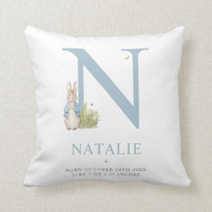 Peter Rabbit   Personalized Letter N Throw Pillow