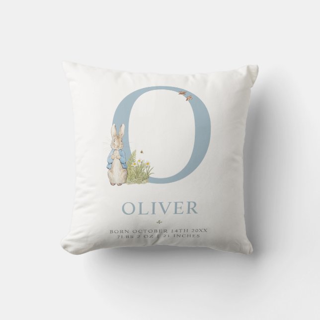 Peter Rabbit | Personalized Letter O Throw Pillow (Front)