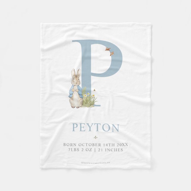 Peter Rabbit | Personalized Letter P Fleece Blanket (Front)
