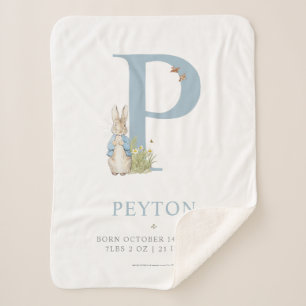 Peter Rabbit   Personalized Letter P Sherpa Blanket