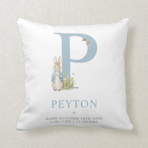 Peter Rabbit   Personalized Letter P Throw Pillow