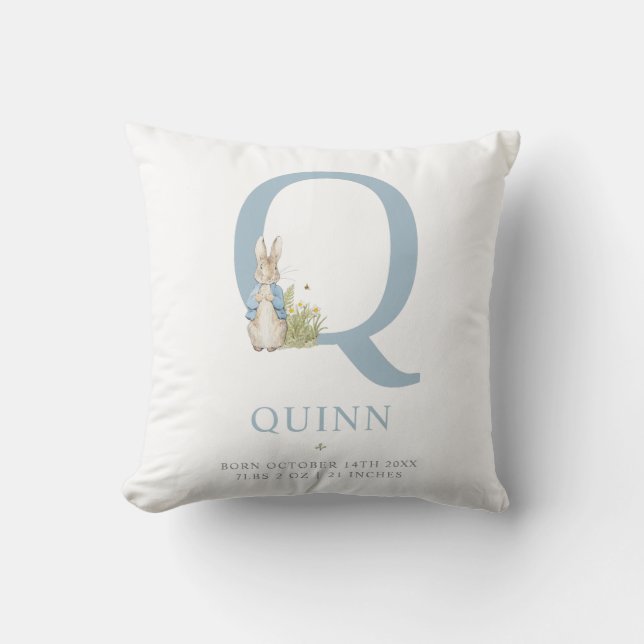 Peter Rabbit | Personalized Letter Q Throw Pillow (Front)