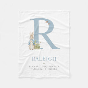 Peter Rabbit Personalized Letter R Fleece Blanket