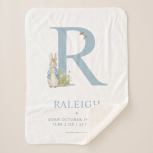 Peter Rabbit Personalized Letter R Sherpa Blanket