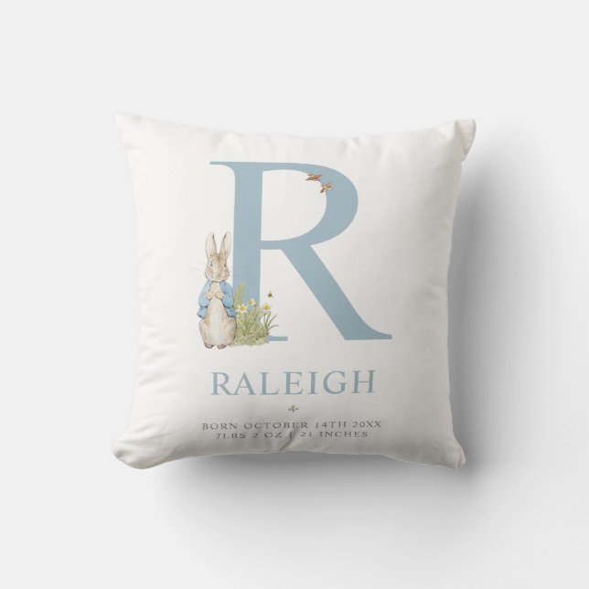 Peter Rabbit | Personalized Letter R Throw Pillow (Front)