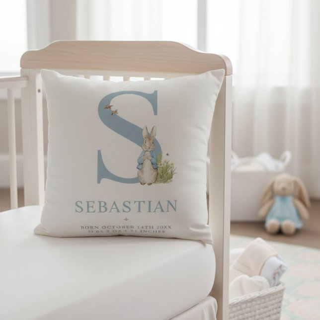 Peter Rabbit | Personalized Letter S Throw Pillow (Creator Uploaded)