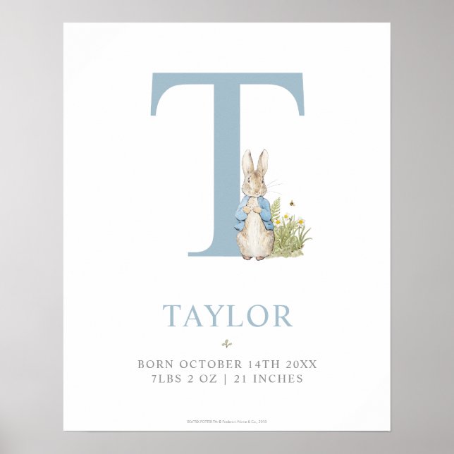 Peter Rabbit | Personalized Letter T Poster (Front)