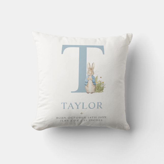 Peter Rabbit | Personalized Letter T Throw Pillow (Front)