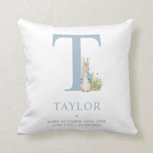 Peter Rabbit Personalized Letter T Throw Pillow