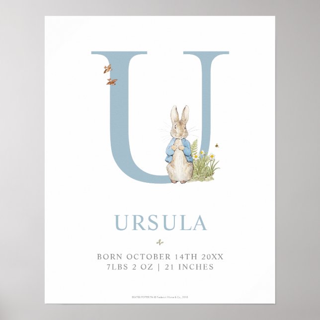 Peter Rabbit | Personalized Letter U Poster (Front)