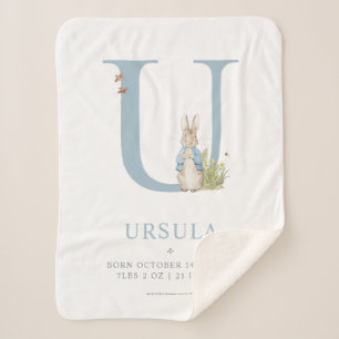 Peter Rabbit Personalized Letter U Sherpa Blanket