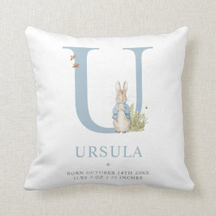 Peter Rabbit   Personalized Letter U Throw Pillow