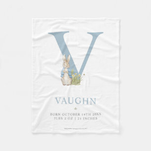 Peter Rabbit   Personalized Letter V Fleece Blanket