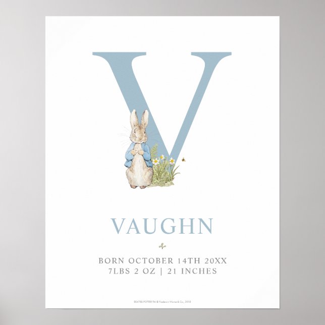 Peter Rabbit | Personalized Letter V Poster (Front)
