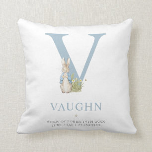 Peter Rabbit   Personalized Letter V Throw Pillow