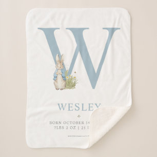 Peter Rabbit Personalized Letter W Sherpa Blanket
