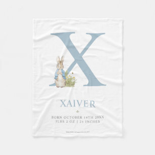 Peter Rabbit Personalized Letter X Fleece Blanket