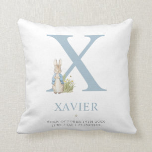 Peter Rabbit   Personalized Letter X Throw Pillow