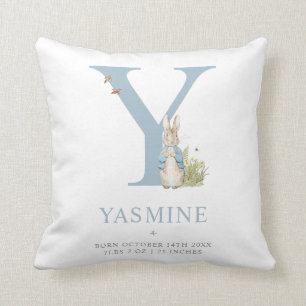 Peter Rabbit   Personalized Letter Y Throw Pillow