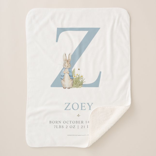 Peter Rabbit | Personalized Letter Z Sherpa Blanket (Front)