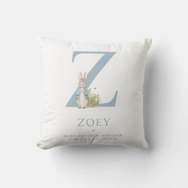 Peter Rabbit | Personalized Letter Z Throw Pillow (Front)