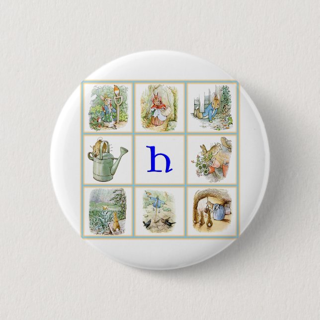 PETER RABBIT personalized with letter H 2 Inch Round Button (Front)