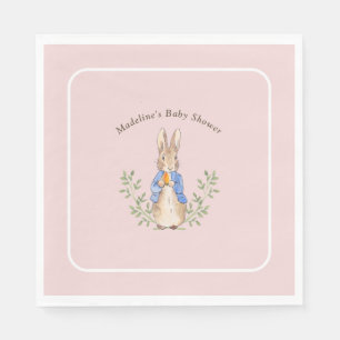 Peter Rabbit Pink Vintage Baby Shower Napkin