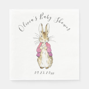 Peter Rabbit Pink Watercolor Baby Shower Napkin