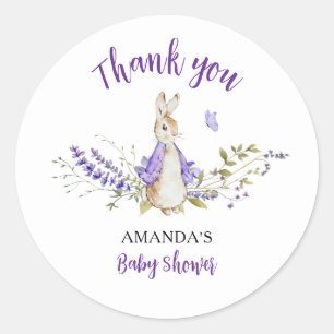 Peter Rabbit Purple Baby Shower Classic Round Sticker