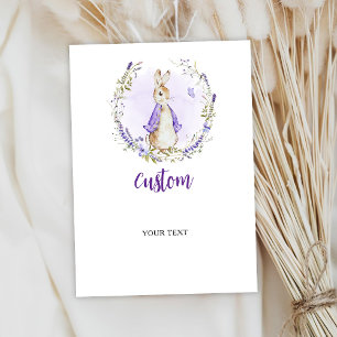 Peter Rabbit Purple Baby Shower Custom Card