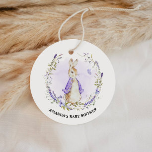 Peter Rabbit Purple Baby Shower Favour Tags