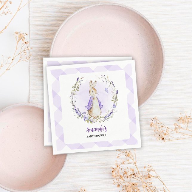 Peter Rabbit Purple Baby Shower Napkin (Creator Uploaded)