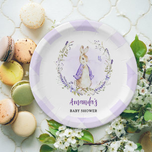 Peter Rabbit Purple Baby Shower Paper Plate