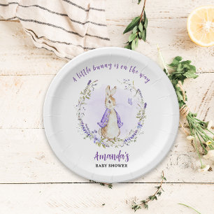 Peter Rabbit Purple Baby Shower Paper Plate