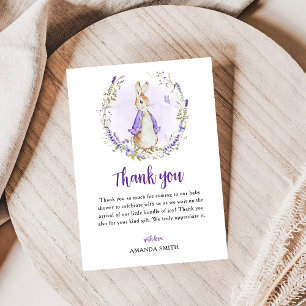 Peter Rabbit Purple Baby Shower Thank You Card