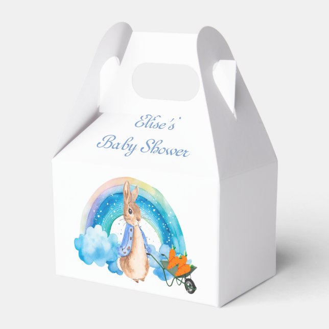 Peter Rabbit Rainbow Carrots Boy Baby Shower Favor Box (Front Side)