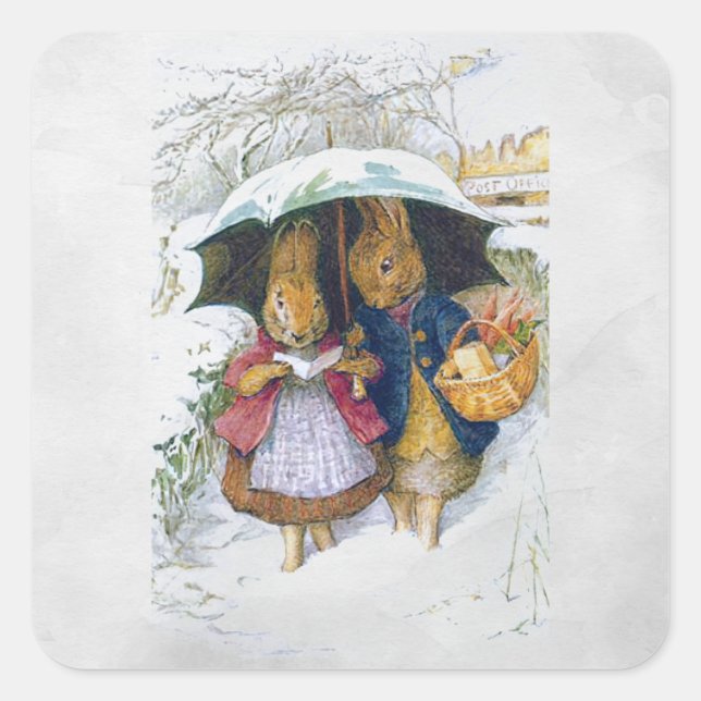 Peter Rabbit  (umbrella)  Square Sticker (Front)
