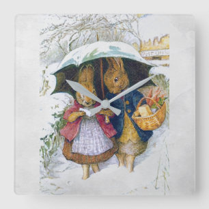 Peter Rabbit  (umbrella)   Square Wall Clock