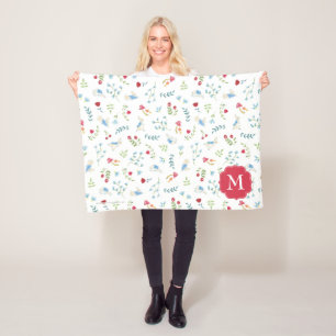 Peter Rabbit Watercolor Forest Pattern Fleece Blanket