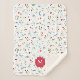 Peter Rabbit Watercolor Forest Pattern Sherpa Blanket